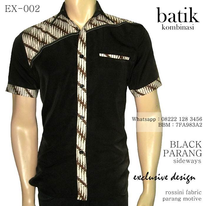 Model Baju Batik Pria Kombinasi Kain Polos Terbaru