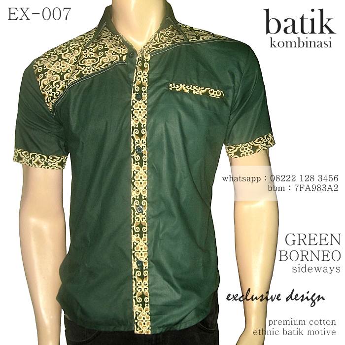 Batik Kombinasi Pria Warna HIJAU  EX-007  Seragam Batik 